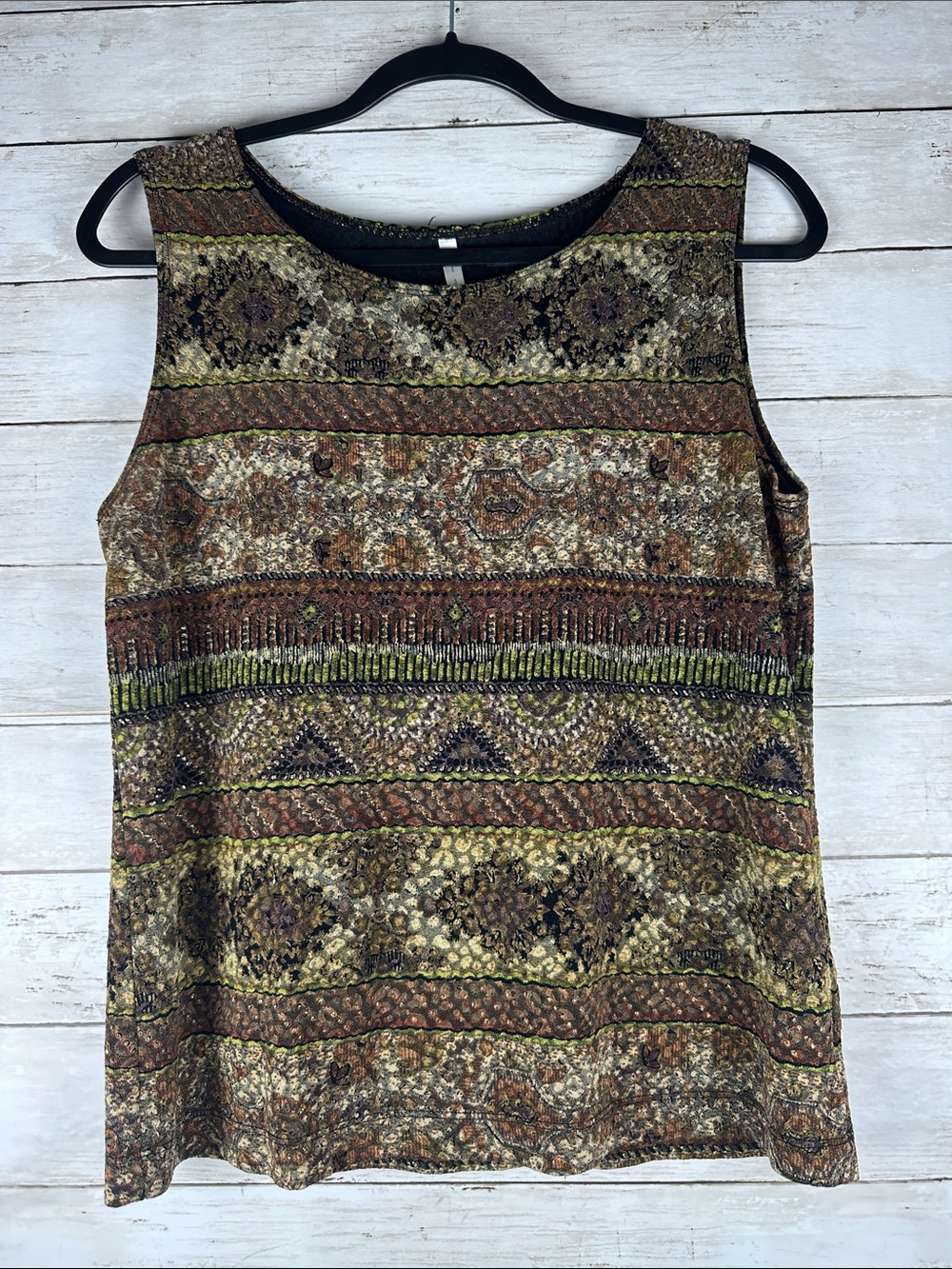 Vintage White Stag Y2K Metallic Gold Floral Brocade Top L/G
